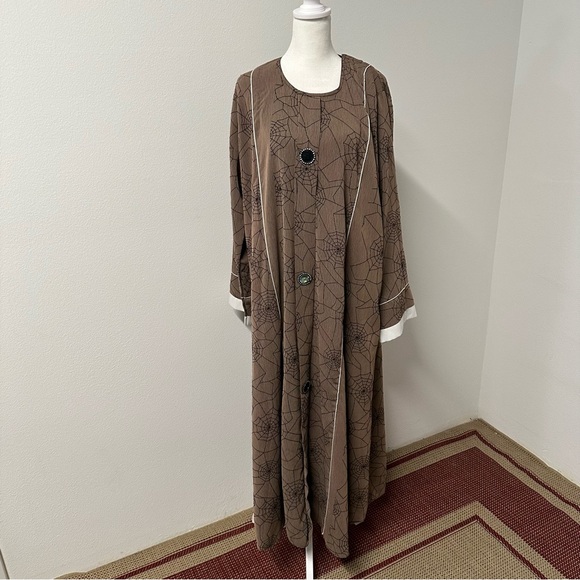 Brown Printed Abaya with Button Detail | Modest Long Dress | L - Picture 8 of 8